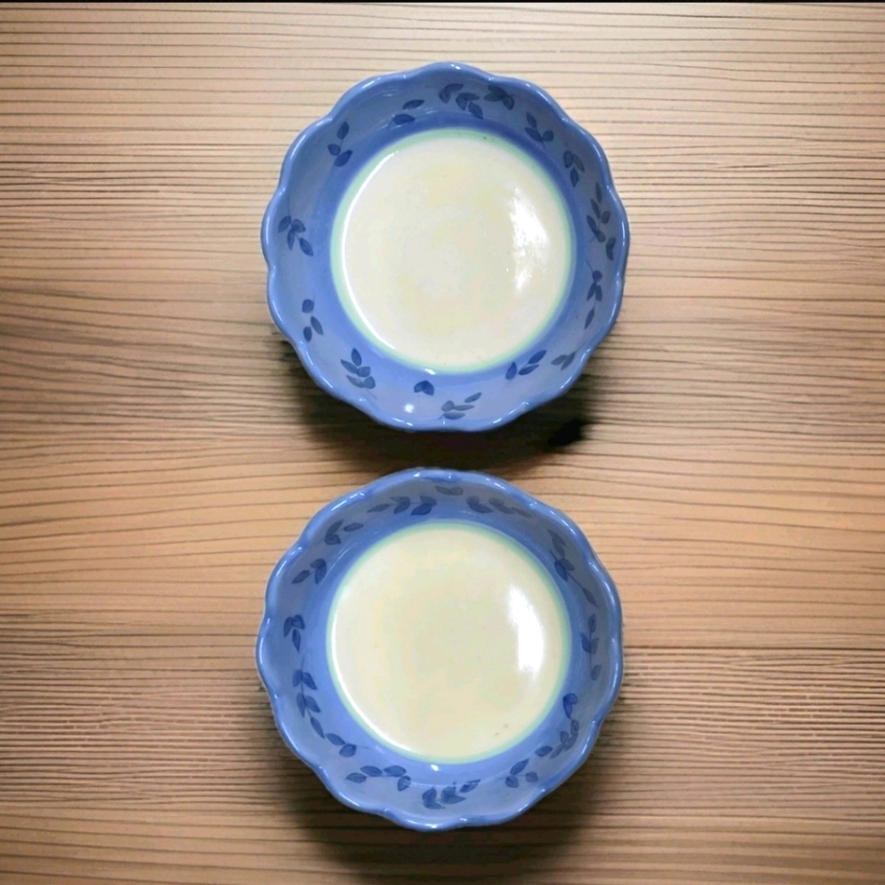 🌿 Pfaltzgraff Summer Breeze Embossed Side Dishes – Set of 2 Scalloped Stoneware - Picture 4 of 11